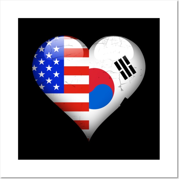Half American Half South Korean - Gift for South Korean From South Korea Wall Art by Country Flags
